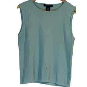 Jones Wear Womens Robins Egg Blue Sleeveless Knit Shell  TexturedChevron Large